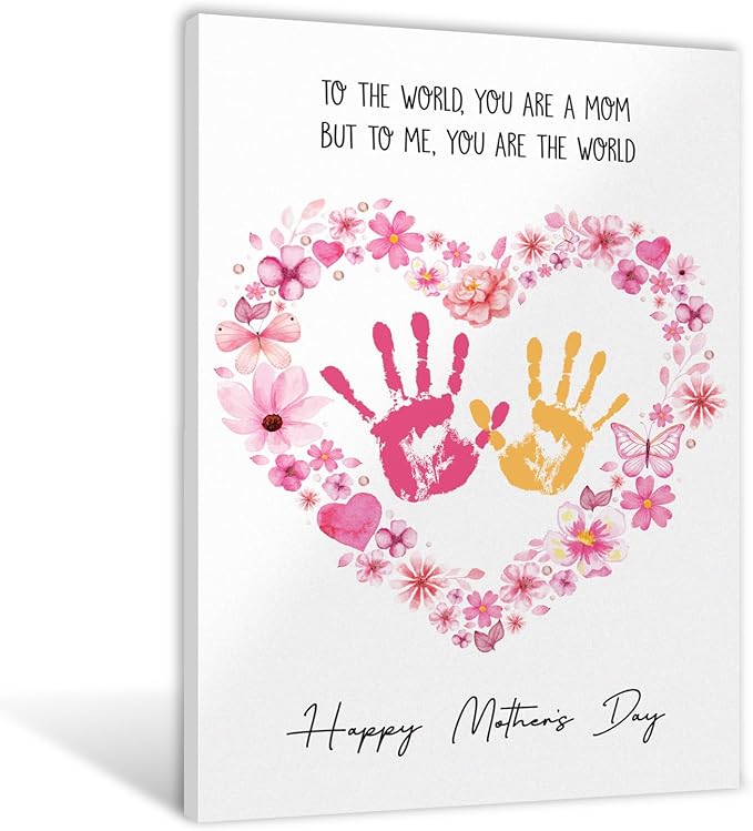MIKAYENUS Happy Mother's Day Handprint Craft & Art Activity - DIY Handprint Gifts For Grandparents, Mom From Kid, Son, Daughter - First Mothers Day Gifts For Mom From Kids Arts And Crafts