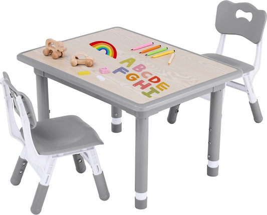 Toddler Table and Chair Set, Height Adjustable-Upgrade Kids Table and 2 Chairs for Ages 3-8, Multi-Activity Toddler Play Table with Graffiti Desktop for Home/Daycare/Classroom - NestledHome
