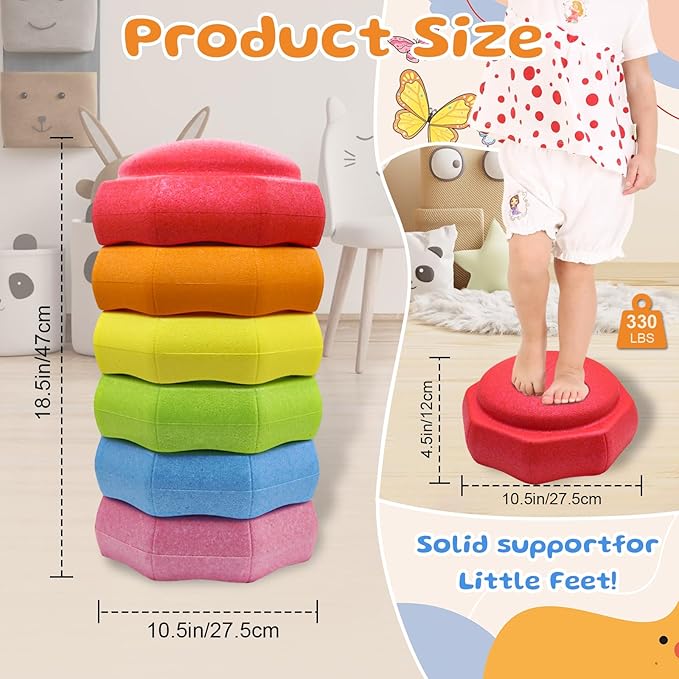 Stepping Stones for Kids – 6 pcs EPP Balance Sensory Kids Stepping Stones for Toddlers 1-3 for Indoor Outdoor Activity Promoting Toddler's Balance and Coordination Skills