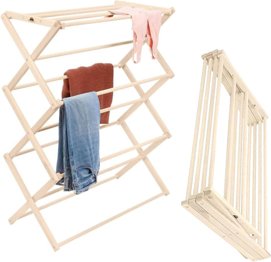 Pennsylvania Woodworks Premium American Maple Clothes Drying Rack - Handcrafted in Pennsylvania - Solid Wood Construction, Collapsible, Eco-Friendly Laundry Solution (Large) - NestledHome