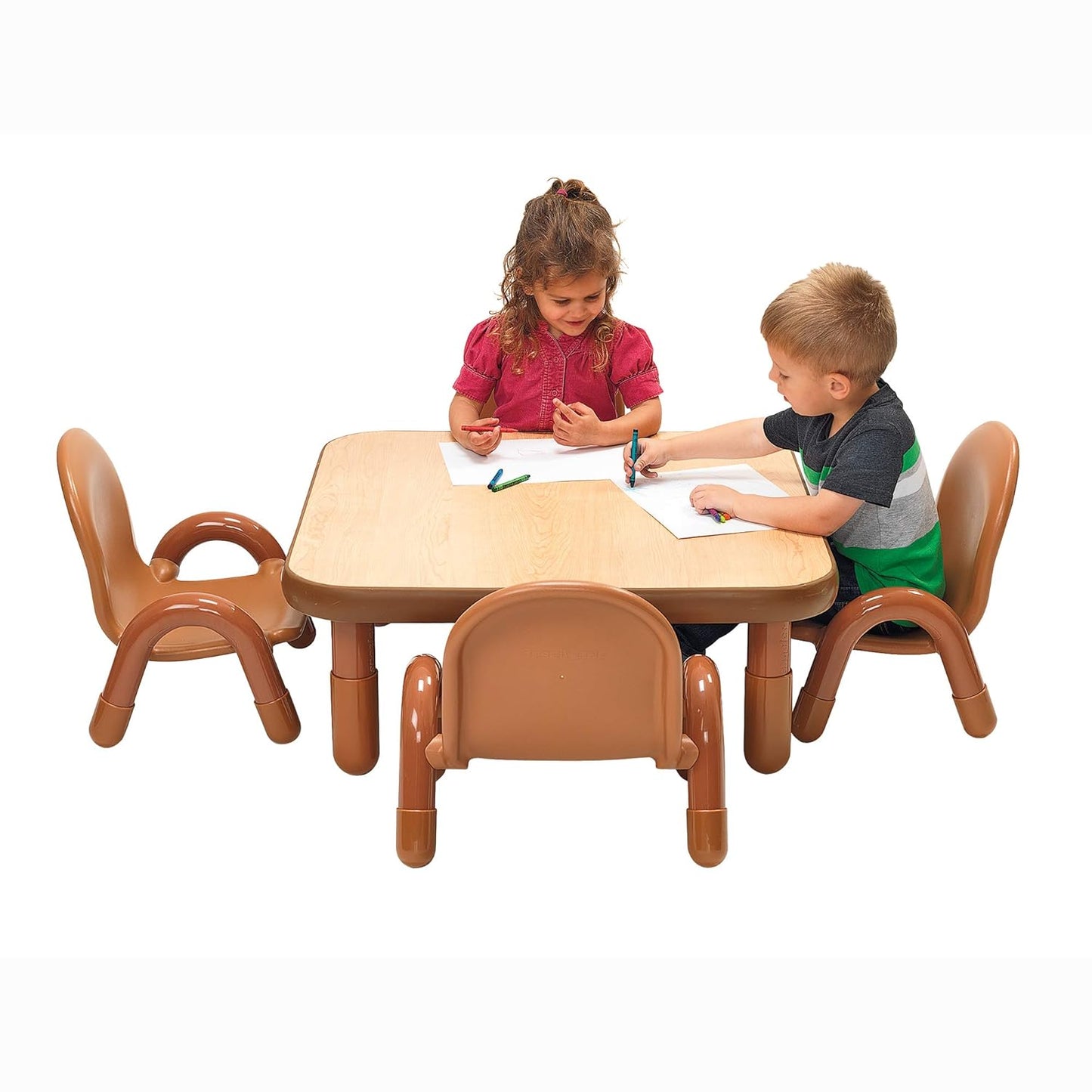 Children’s Factory Baseline Toddler Square Table and Chairs Set, Natural Wood – Includes One 30”, 12” High Square Table and Four 5” High Chairs – Durable, Lightweight, Easy to Move - NestledHome