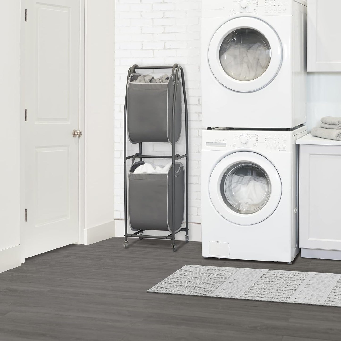 Neatfreak - 2 Tier Laundry Sorter - Laundry Hamper With Wheels & 2 x Laundry Basket Tote Bags For Dirty Clothes, Towels, Blankets, Bathroom Storage & Laundry Room Organization - NestledHome
