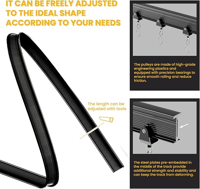 100% Blackout Accordion Room Divider Curtains - with Flexible Ceiling Track Total Privacy Sound Proof Curtains Suitable for Bedroom Patio Sliding Door(Black, W100 x L96, 1 Pack)