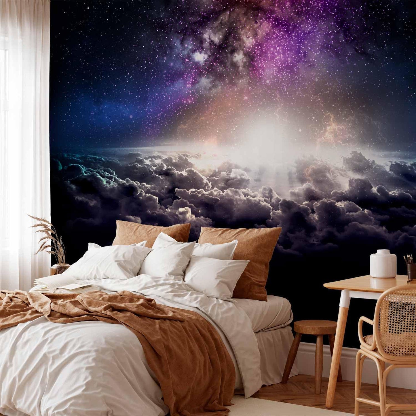 artgeist Premium Wall Mural Galaxy 79x55 in - Non-Woven Wallpaper Fleece Wall Decor Photo Print Picture Image Design Home Mural Cosmos Sky Star Cloud Purple i-A-10009-a-a