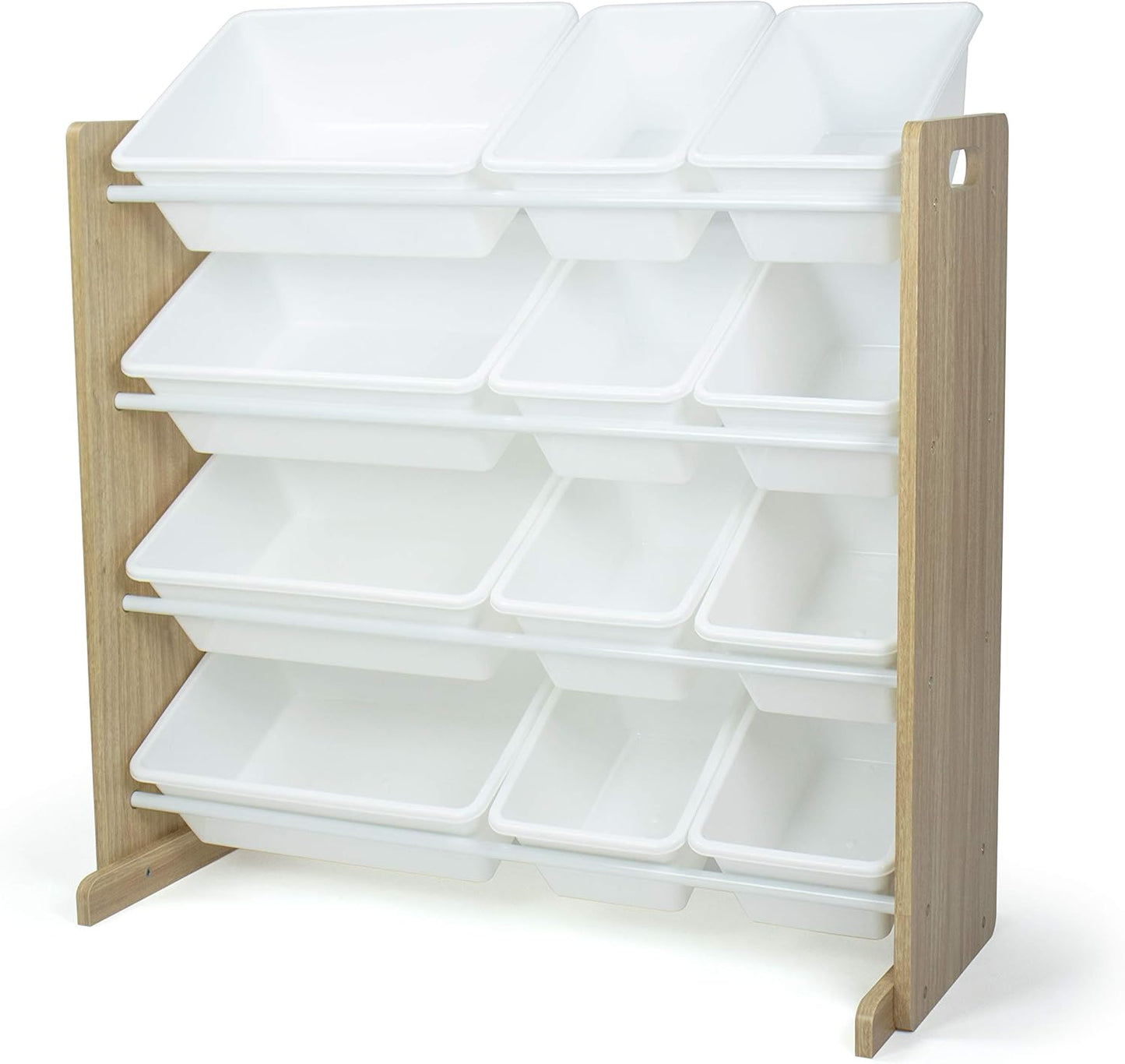 Humble Crew Kids Toy Storage Organizer with 12 Plastic Bins, Natural Wood/White – Removable Bins for Playroom, Bedroom, Toddler Furniture for Boys and Girls Ages - NestledHome
