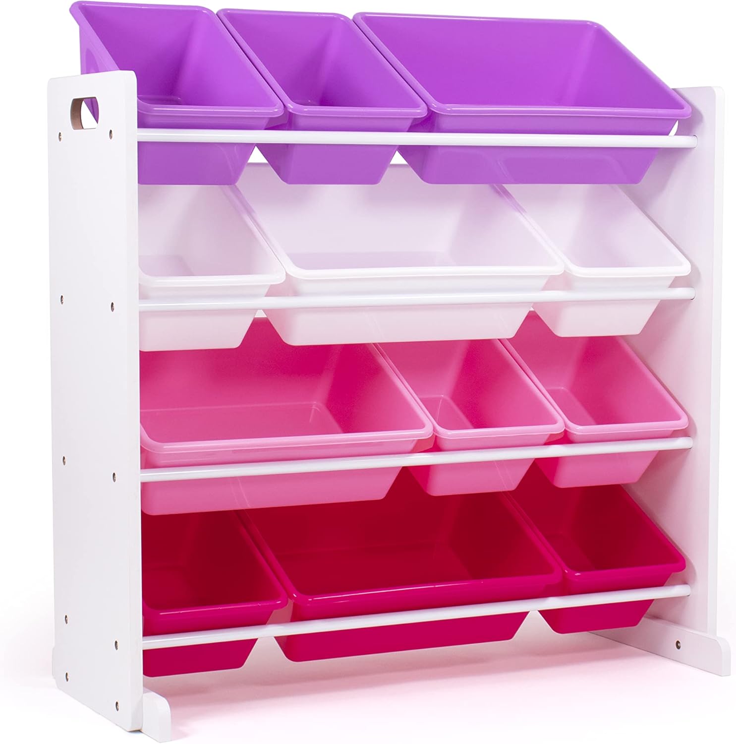 Humble Crew Kids Toy Storage Organizer with 12 Plastic Bins, White/Pink/Purple – Removable Bins for Playroom, Bedroom, Toddler Furniture for Boys and Girls Ages - NestledHome