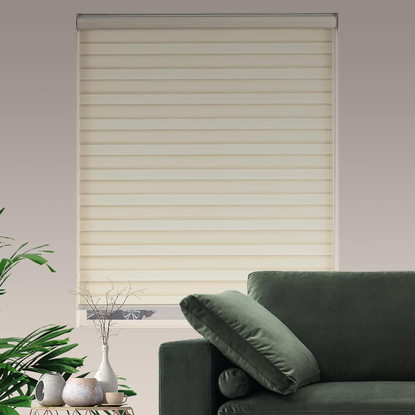 Zebra Blinds Window Blind Zebra Shade Blinds for Windows Roller Sheer Shades Privacy Light Filtering Shades for Home Kitchen Bathroom (Width 71'' X Height 72'' Cream)
