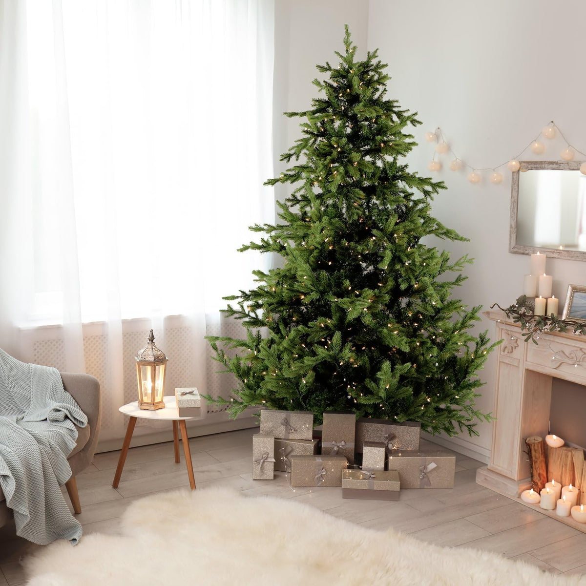 9 Ft. Foxtail Pine Artificial Christmas Tree with Warm White LED Lights and Stand