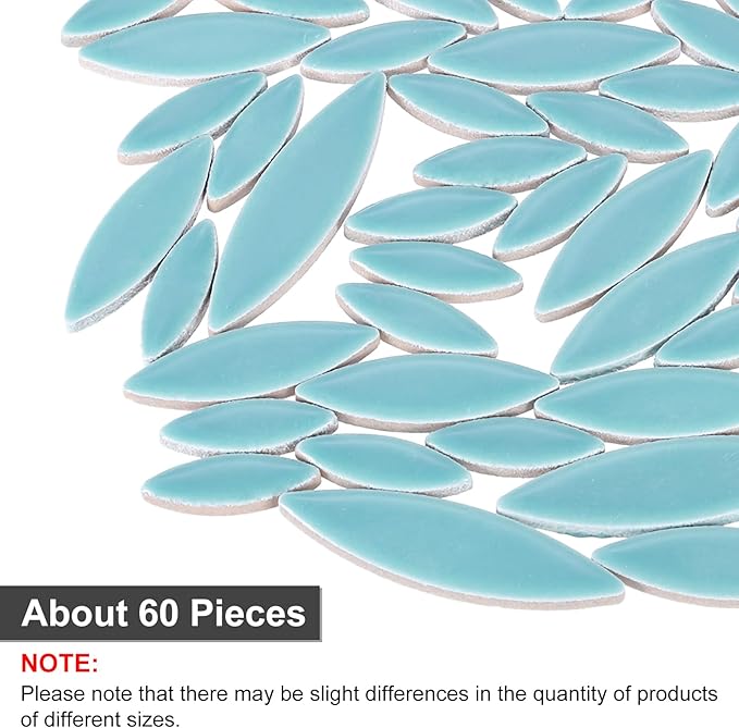 uxcell Ceramic Mosaic Tile, About 200g Teardrop Leaf Tile Mosaic Block for Handicrafts Artwork, Peacock Blue
