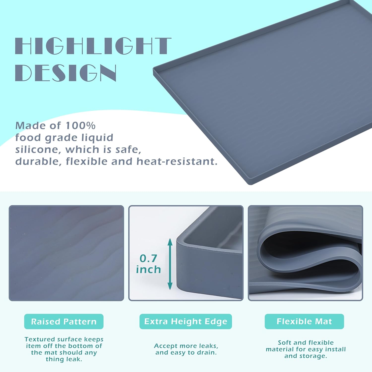 URMONA Waterproof Silicone Under Sink Mat 31'' x 22'' Shelf Liner for Kitchen and Bathroom, Cabinet and Counter Protector, Storage and Organizers, Litter Mat, Pet Cat Puppy Essentials(Beige) - NestledHome