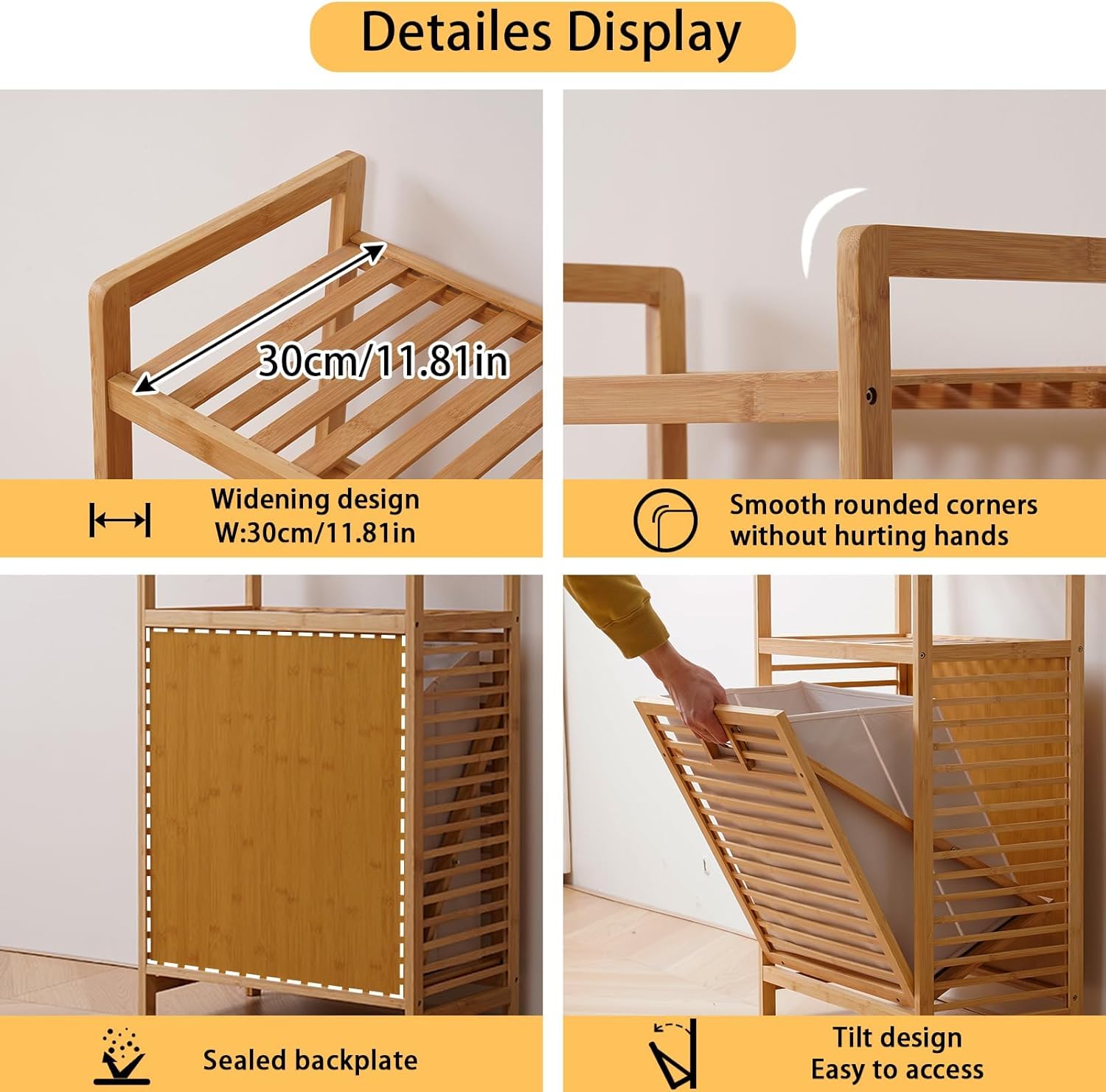 Laundry Hamper with 3 Tier Shelves & Tilt Out Basket, Laundry Baskets Organizer Hampers Bathroom Storage Shelf for Laundry Room, Bathroom, Guest Room (3-Tier Large) - NestledHome