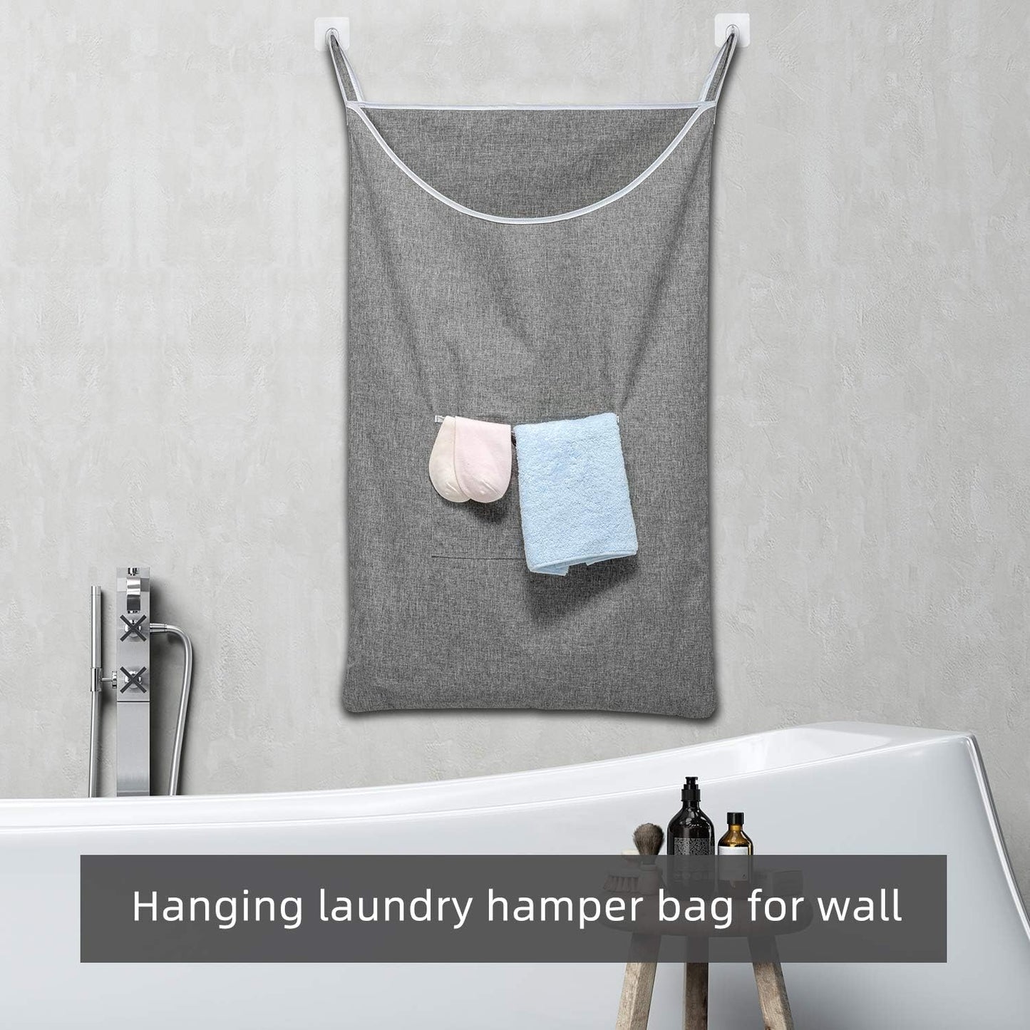 X-Large Door Hanging Hamper Bag,2 Pack Large Capacity Hanging Laundry Hamper Basket with Wide Opening Dirty Clothes Laundry Hamper Storage Bag Size 35X22inch(Grey-2Pack) - NestledHome