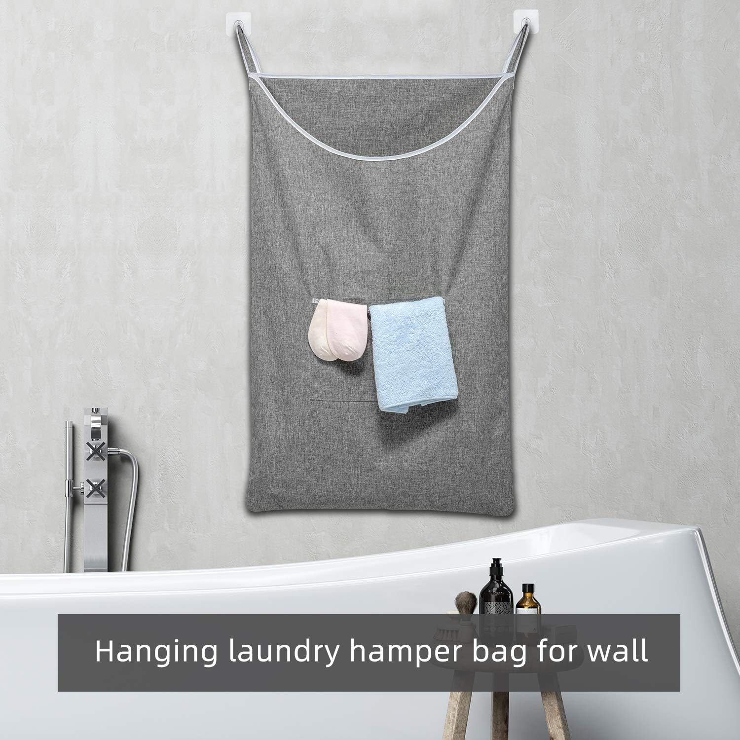 X-Large Door Hanging Hamper Bag,2 Pack Large Capacity Hanging Laundry Hamper Basket with Wide Opening Dirty Clothes Laundry Hamper Storage Bag Size 35X22inch(Grey-2Pack) - NestledHome
