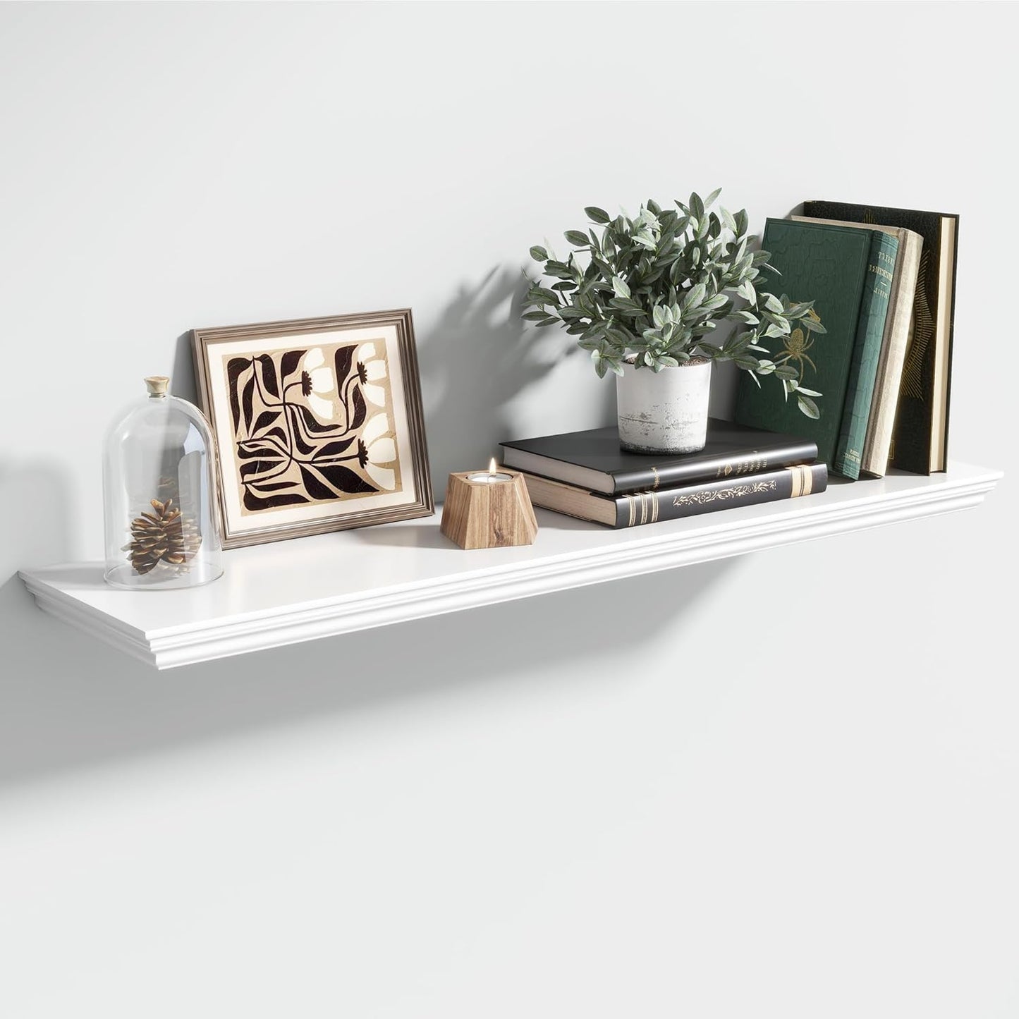 Floating Shelves for Wall, 36 Inch Long Wall Mounted White Hanging Shelf for Kitchen, Living Room, Office, Bedroom, Bathroom, Retro Vintage Wood Bookshelf for House Decor - NestledHome