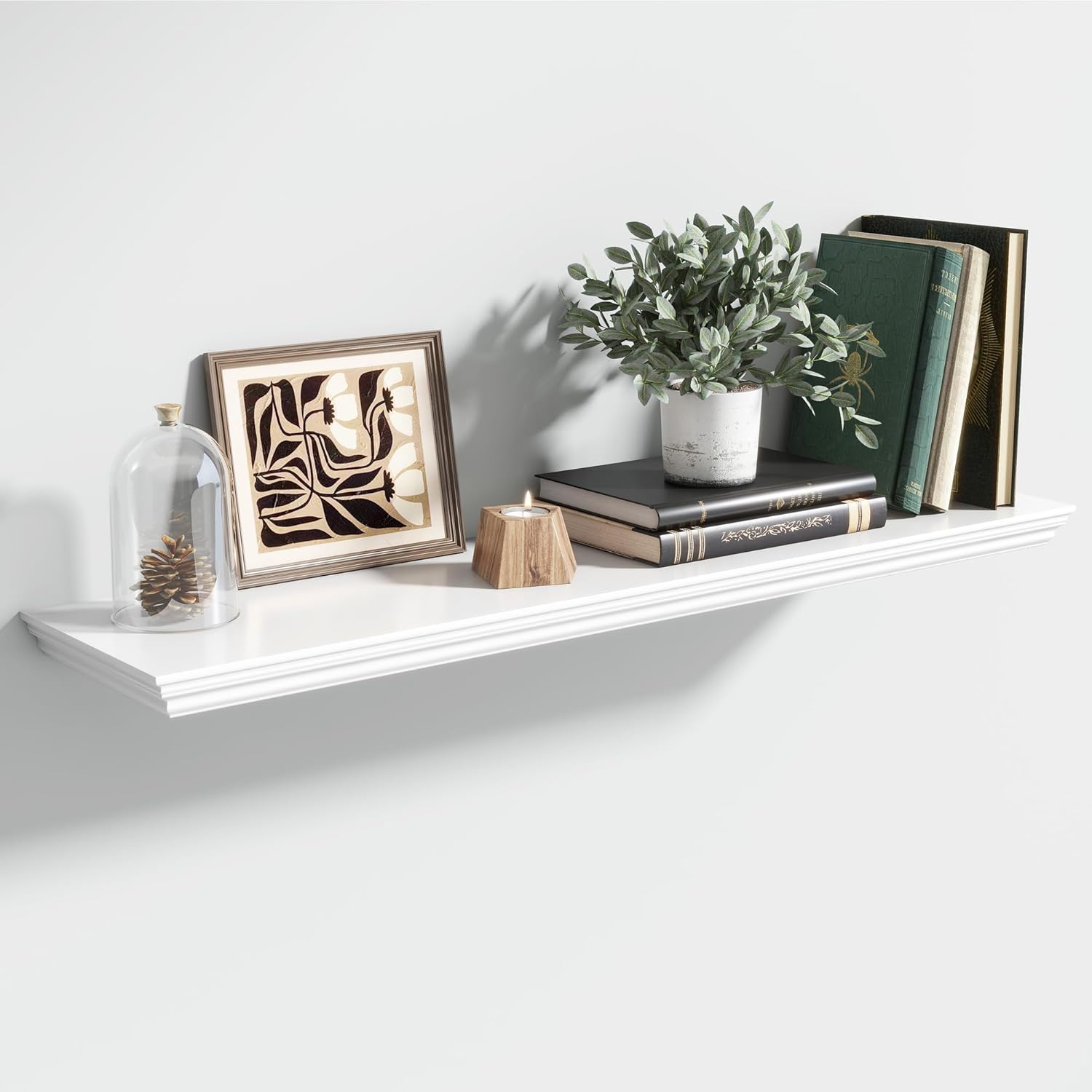 Floating Shelves for Wall, 36 Inch Long Wall Mounted White Hanging Shelf for Kitchen, Living Room, Office, Bedroom, Bathroom, Retro Vintage Wood Bookshelf for House Decor - NestledHome