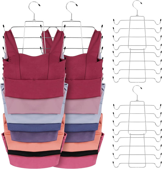 ZEDODIER Tank Top Hanger, 4 Pack Space Saving Bra Hangers, Non-Slip Hanging Sport Bras Holder, Closet Organizers and Storage for Camisoles Tank Tops Bras Ties Swimsuits Strappy Dress, Silver - NestledHome