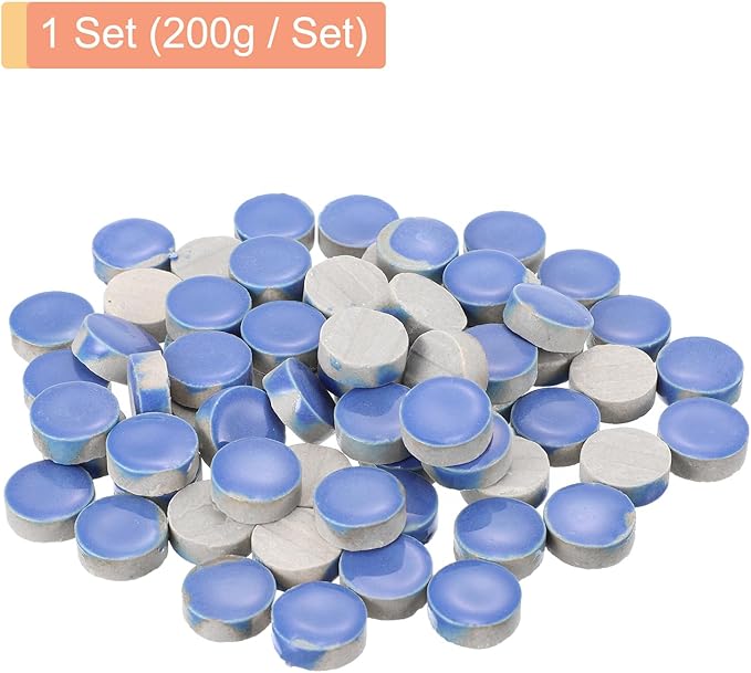 MECCANIXITY 200g Ceramic Mosaic Tiles for Crafts Bulk, Round Blue Ceramic Tiles for Mosaic Kits Garden Stepping Stone Cup Mat