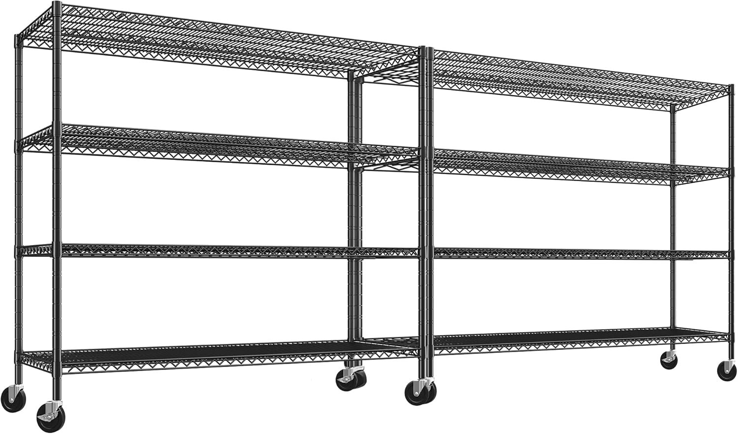 REIBII 60" W ×24" D×65.3" H, 4 Tier Wire Shelving 2878LBS Heavy Duty Steel Storage Rack Shelving Adjustable Shelves for Warehouses, Garages, Kitchens, and Commercial Spaces/Premium Wheels 2 Pack - NestledHome