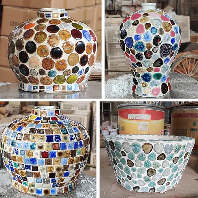 PINUO&KE 0.99 lb Mosaic Tiles for Crafts Bulk, Mosaic Glass Pieces for Garden Crafts Kits DIY Mosaic Art Decor