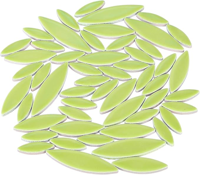 uxcell Ceramic Mosaic Tile, About 200g Teardrop Leaf Tile Mosaic Block for Handicrafts Artwork, Emerald Green