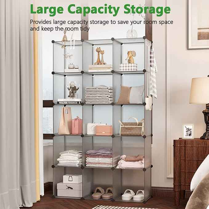C&AHOME Plastic 16-Cube Grey UPCS16G