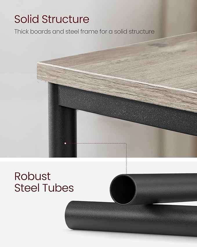 VASAGLE Side Table, Small End Table, Tall Nightstand for Living Room, Bedroom, Office, Bathroom, Greige and Classic Black ULET273B02