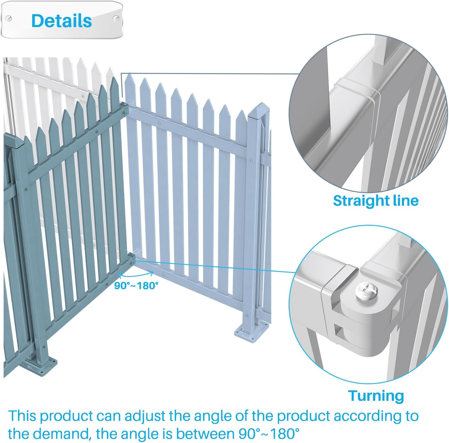Patio 10 Sets Vinyl Picket Fence Panels 30" H x 84" W White PVC Decorative Fence for Front Yard Porch Patio Deck Pool Air Conditioner Fence Safety Dog Fence (34 Pickets, Straight)