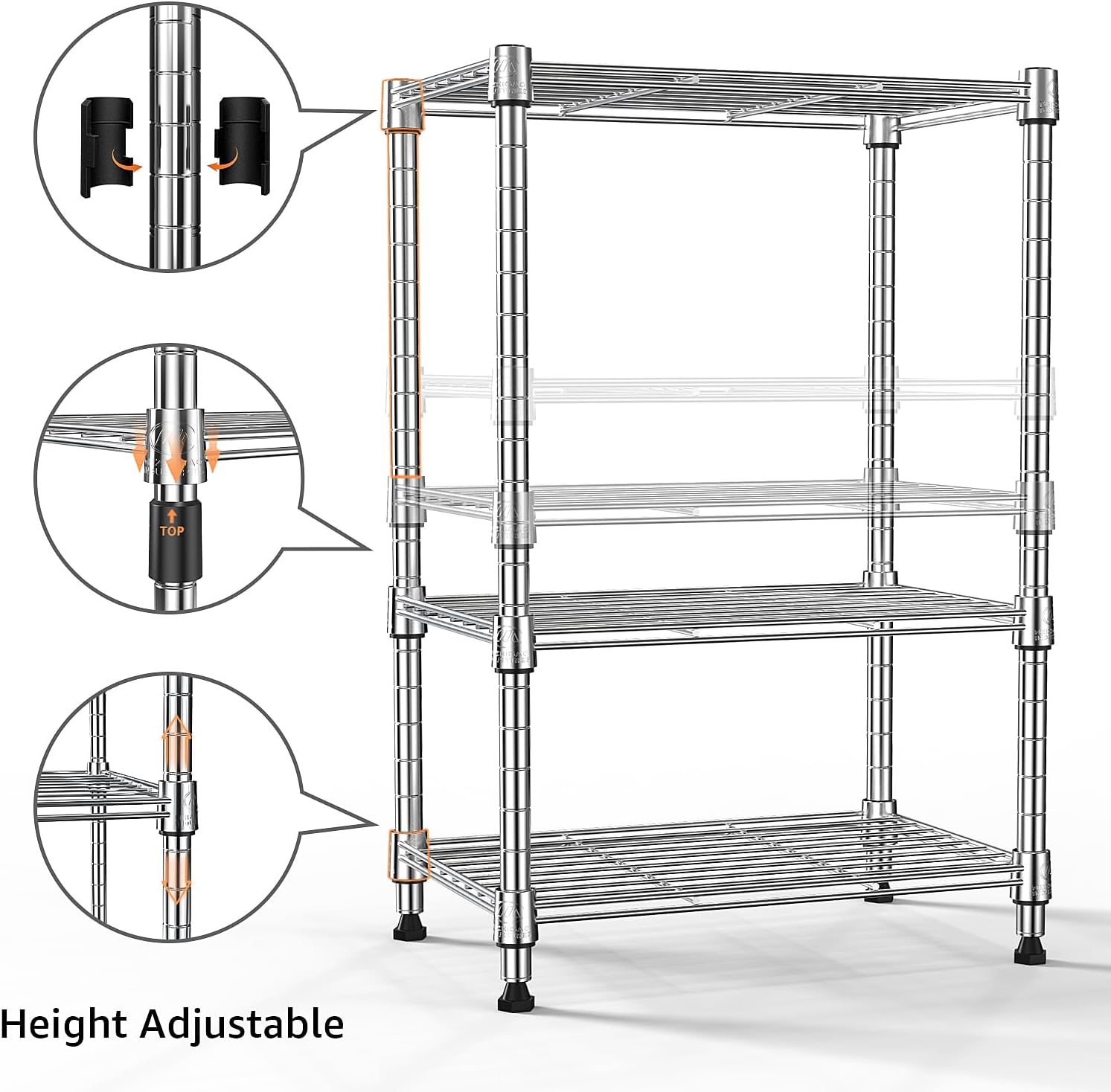 450 lbs Wire Storage Shelving 3-Tier Utility Shelving Unit Steel Organizer Wire Rack for Home,Kitchen,Office,Chrome(11.8" D x 17.7" W x 26.4" H) - NestledHome