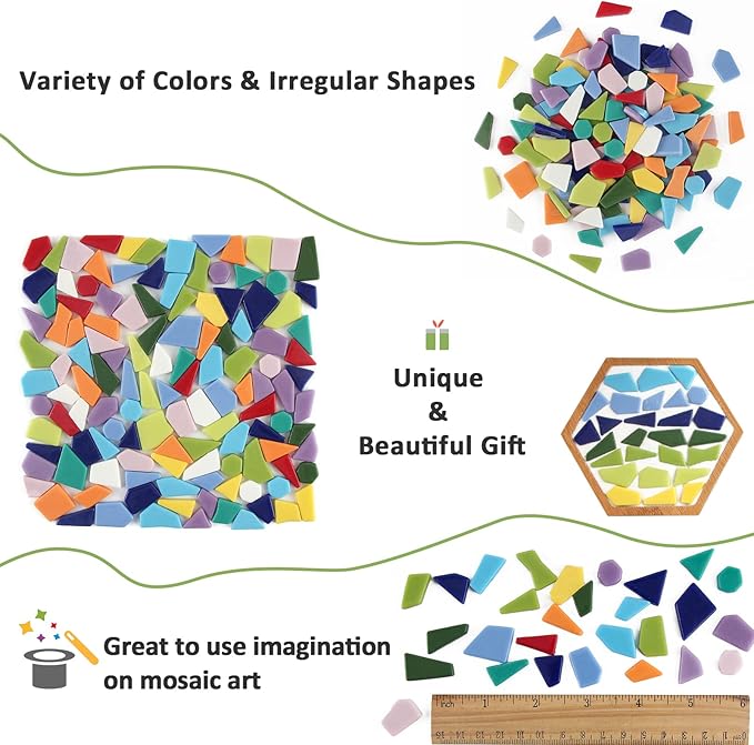 Youway Style Glass Mosaic Tiles for Crafts Bulk,200g Broken Mosaic Glass Pieces for Garden Mosaic Crafts,DIY Mosaic Supplies,Holiday & Spring Mosaic Decorations