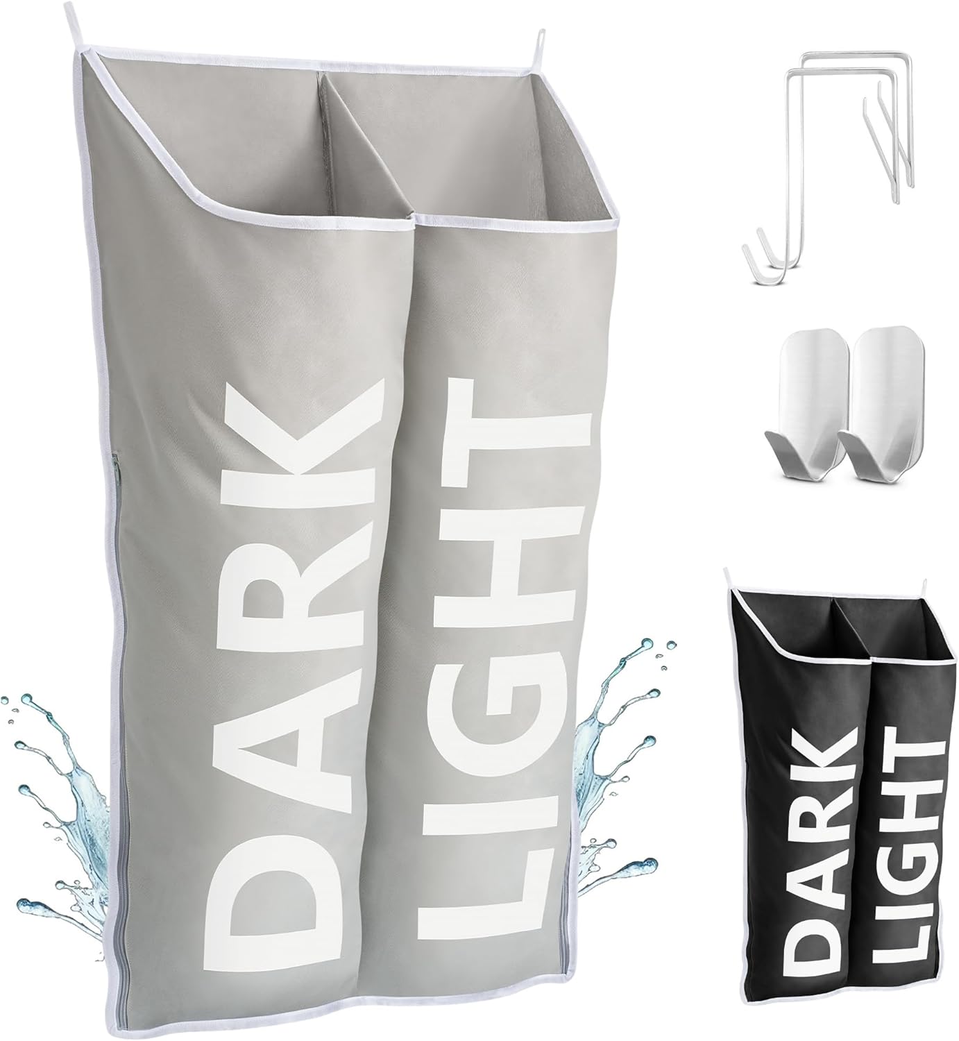 Hanging Laundry Hamper Bag XL 40x22", Space Saving over the Door Storage Bags, Behind the Door Hampers for Dirty Clothes & Wall Mounted Basket for Bathroom, Organizer for Small Room Spaces RV - NestledHome