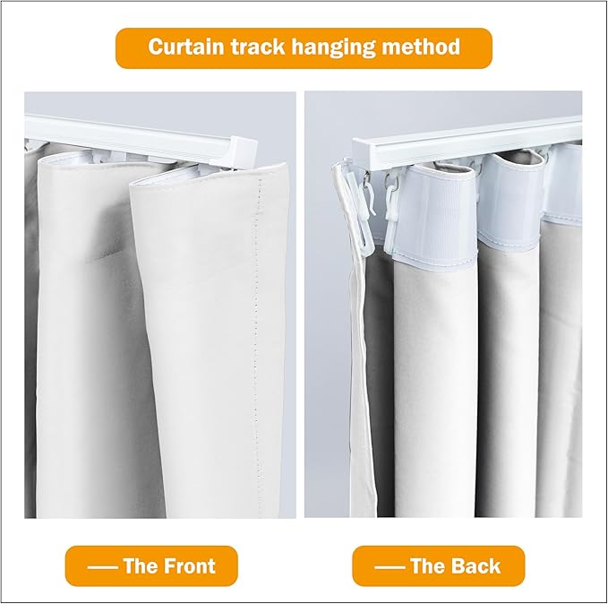 Room Divider Curtains Blackout Floor to Ceiling Curtain with Hook Wall Mount Sliding Door Curtains Ceiling Mount Extra Wide Curtain Wall Divider for Room Separation(Greyish White,W150xH84in)