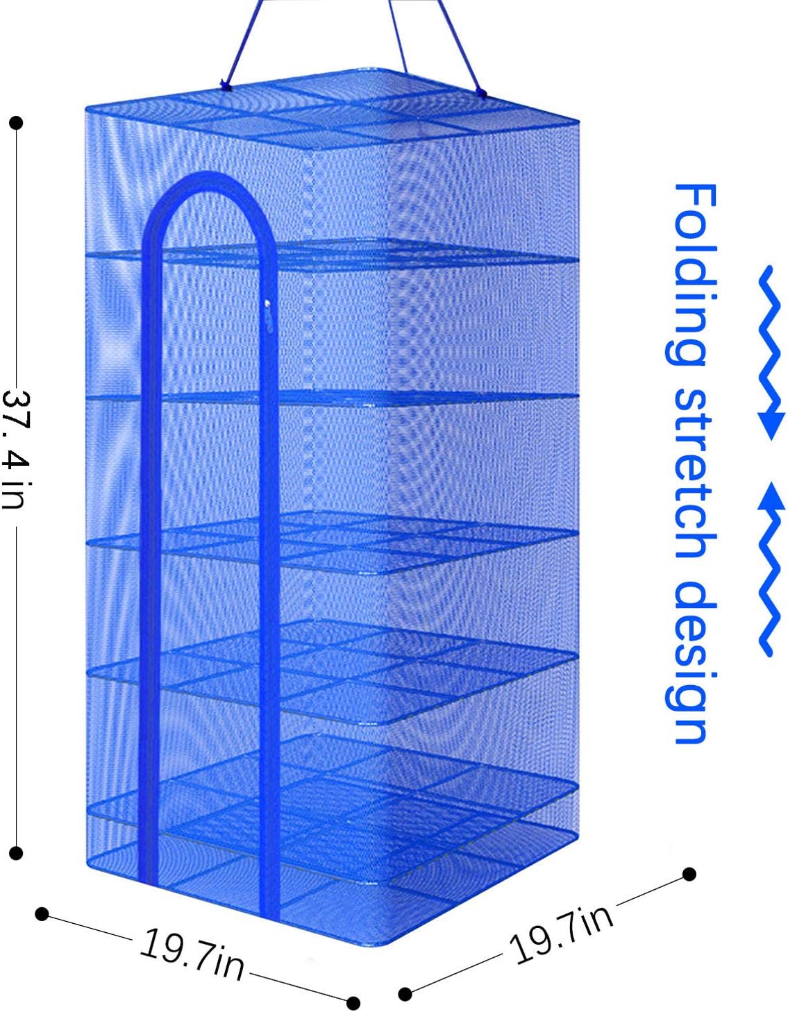 Hwayslon Hanging Drying Net Foldable Drying Rack Net Dryer 19.7"x19.7"x37.4" 6 Layer Folding Fish Mesh Collapsible Dry Net with Zippers for Fish Vegetables Drying Seeds Fruit Herb - NestledHome