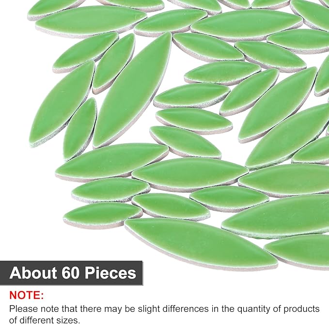 uxcell Ceramic Mosaic Tile, About 200g Teardrop Leaf Tile Mosaic Block for Handicrafts Artwork, Green