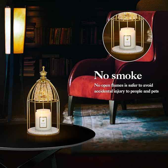 Candle Warmer Lamp for Top-Down Candle Melting, Vintage Aromatherapy Wax Melting lamp,Night Lamp (Gold)