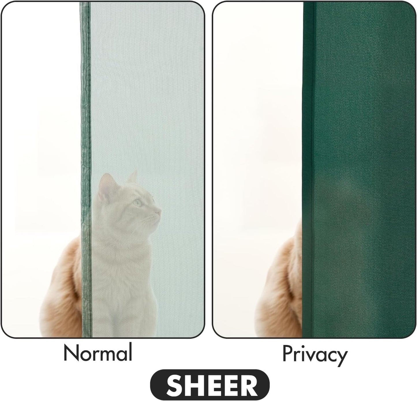 MIULEE Hunter Green Privacy Sheer Curtains That Let Light in 90 Inches Long Non-See-Through Semi Sheer Curtain Light Filtering Window Christmas Drapes for Living Room Bedroom 2 Panels Set 42 X 90