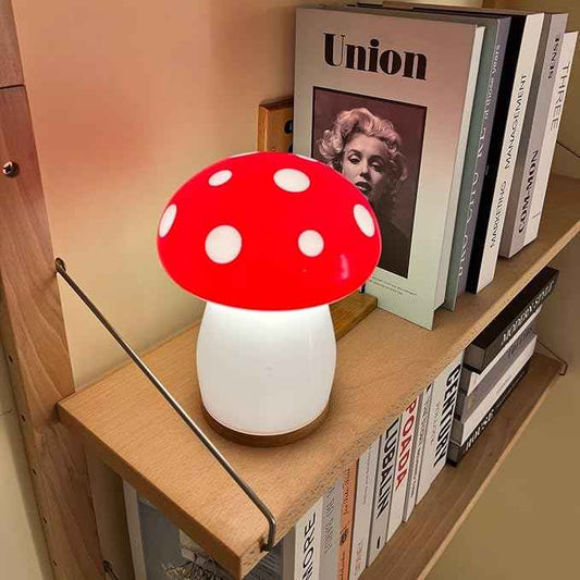 BECCOBEAT Mushroom lamp for Bedroom Night Light Glass Vintage Retro Funky Cute Lamp Small Lamps Bedrooms Bedside Bed Side Table Nightstand Desk Aesthetic Cottagecore 70s Room Decor (RED) (B01)