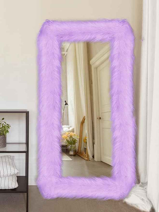 Geelin Full Length Mirror Cover 59 x 16 Inch Universal Ultra Soft Non Slip Design Fluffy Length Standing Mirrors Cover Decoration for Bedroom Cloakroom Women Gifts (Purple)