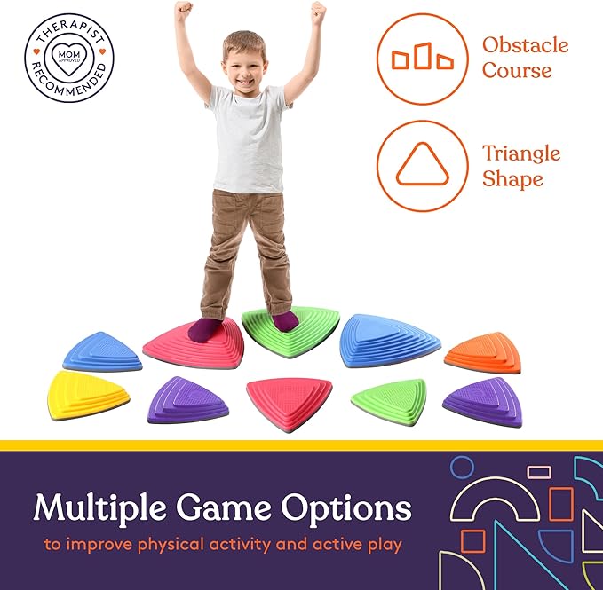 Special Supplies Stepping Stones for Kids Indoor and Outdoor Balance Blocks Promote Coordination, Balance Strength Child Safe Rubber, Non-Slip Edging