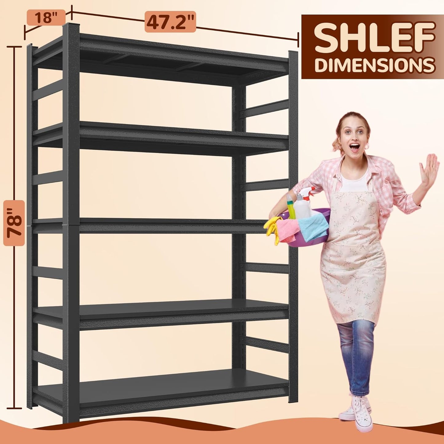Laundry Shelf,5 Tier Over Washer and Dryer Storage Shelves,Adjustable Easy to Install,Space Saver Laundry Shelf Organizer,Utility Shelves for Balcony (with fence-78 H*18" D*47.24" W) - NestledHome