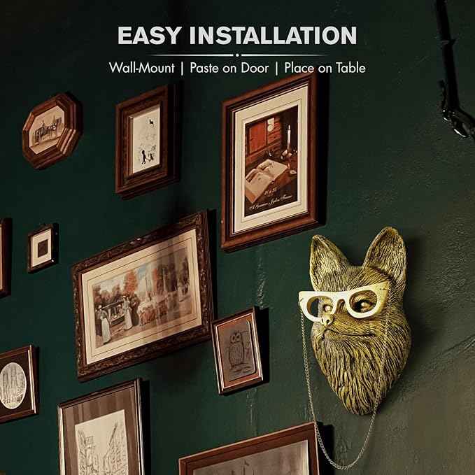 montresor Animal Head Wall Sculptures Decor 9.4 inchs Gold Fox Vintage 3D Wall Decor Art for Whimsigoth Gold Animal Heads for Wall Lightweight Material Accent Wall Hanging Room Decor for Maximalist