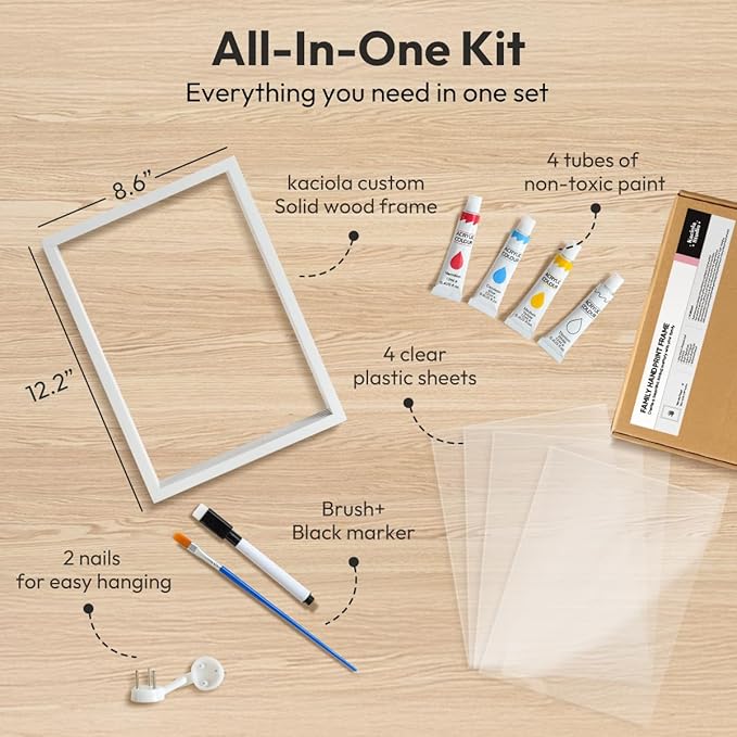 Kaciola Family Handprint Kit, DIY Newborn Keepsake Frame, Baby Hand and Footprint Kit, Unique New Baby Gift for Mothers Day Crafts Anniversary (White)
