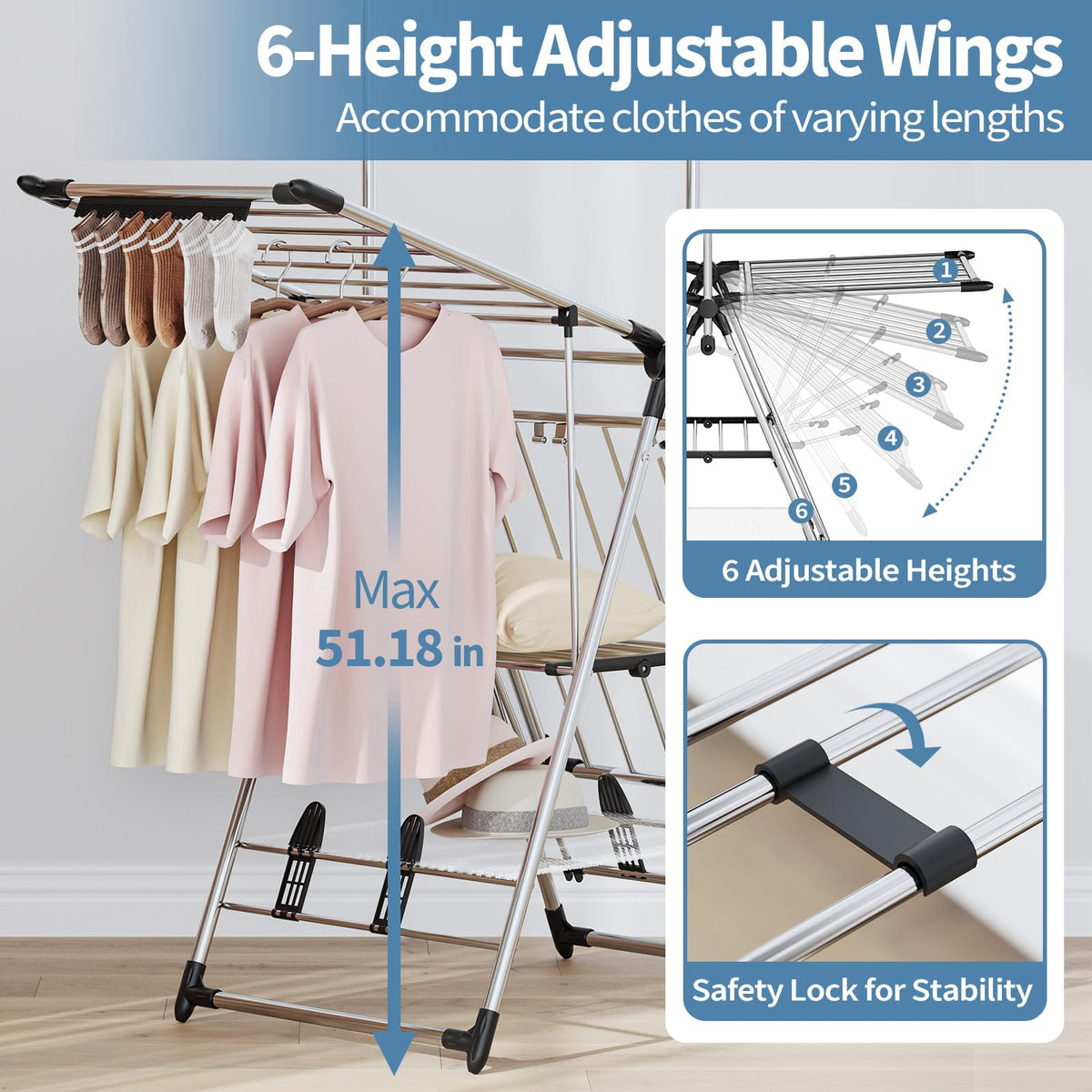 Clothes Drying Rack with High Hanger
