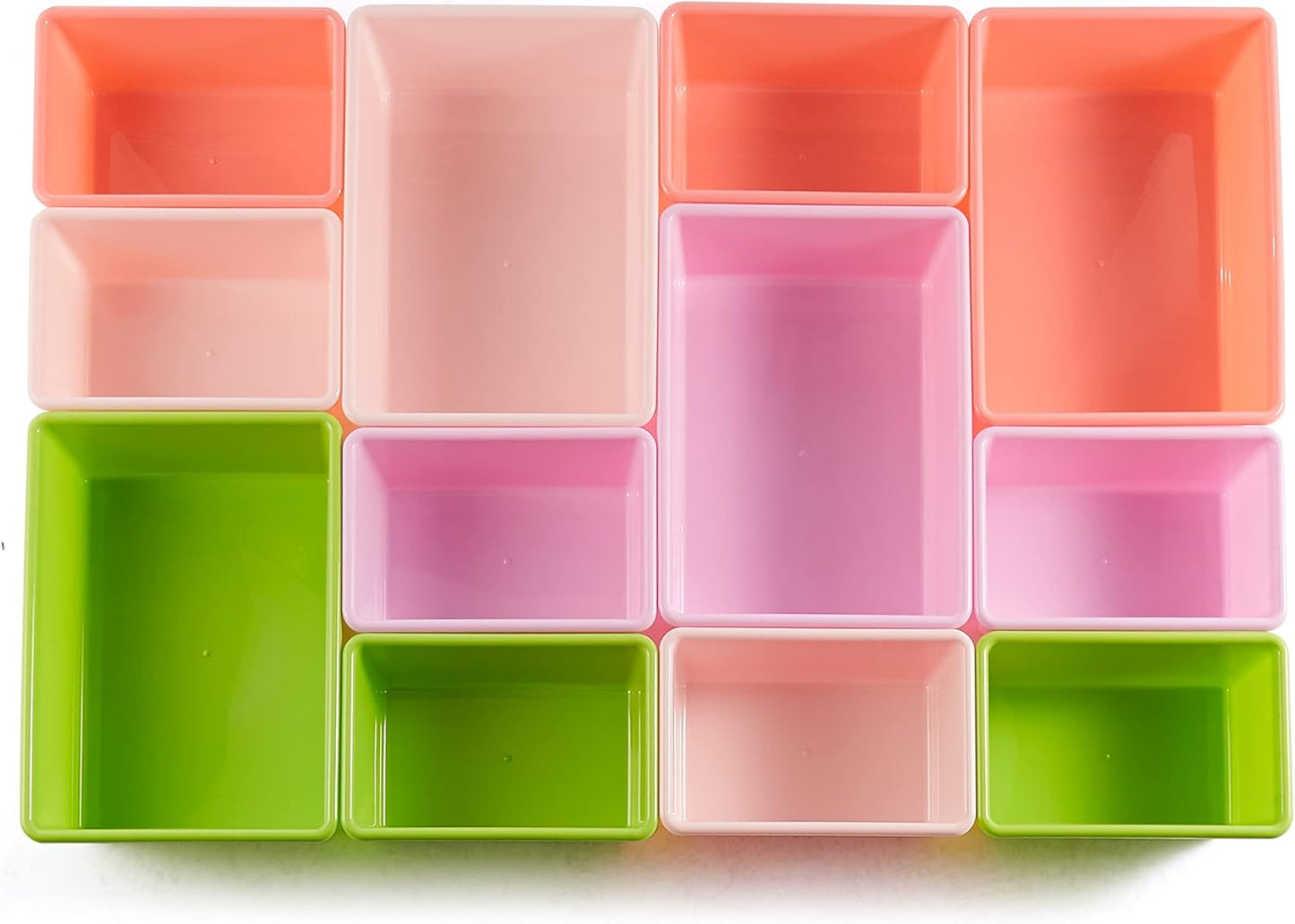 Amazon Basics Kids Toy Storage Organizer With 12 Plastic Bins, White Wood With Pink Bins, 10.9" D x 33.6" W x 31.1" H - NestledHome