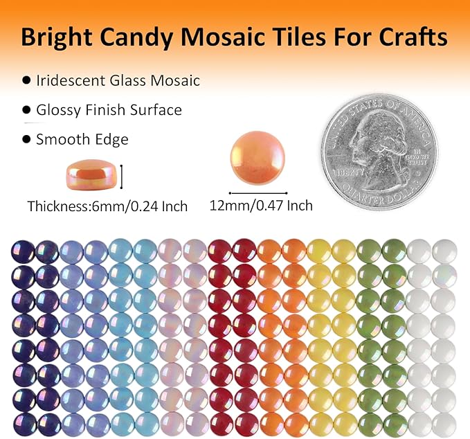 Artspac Iridescent Glass Mosaic Tiles for Crafts Bulk, 200g Mosaic Glass Pieces,Stained Mosaic Craft Supplies for Garden Christmas Ornaments,Mosaic DIY Art Kit