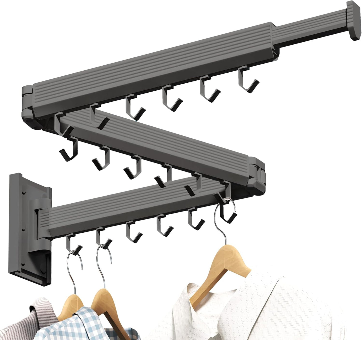 Laundry Drying Rack,Drying & Clothes Rack,Wall Mounted,Retractable & Collapsible, Grey - NestledHome