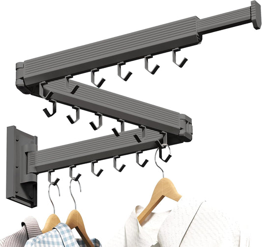 Laundry Drying Rack,Drying & Clothes Rack,Wall Mounted,Retractable & Collapsible, Grey - NestledHome