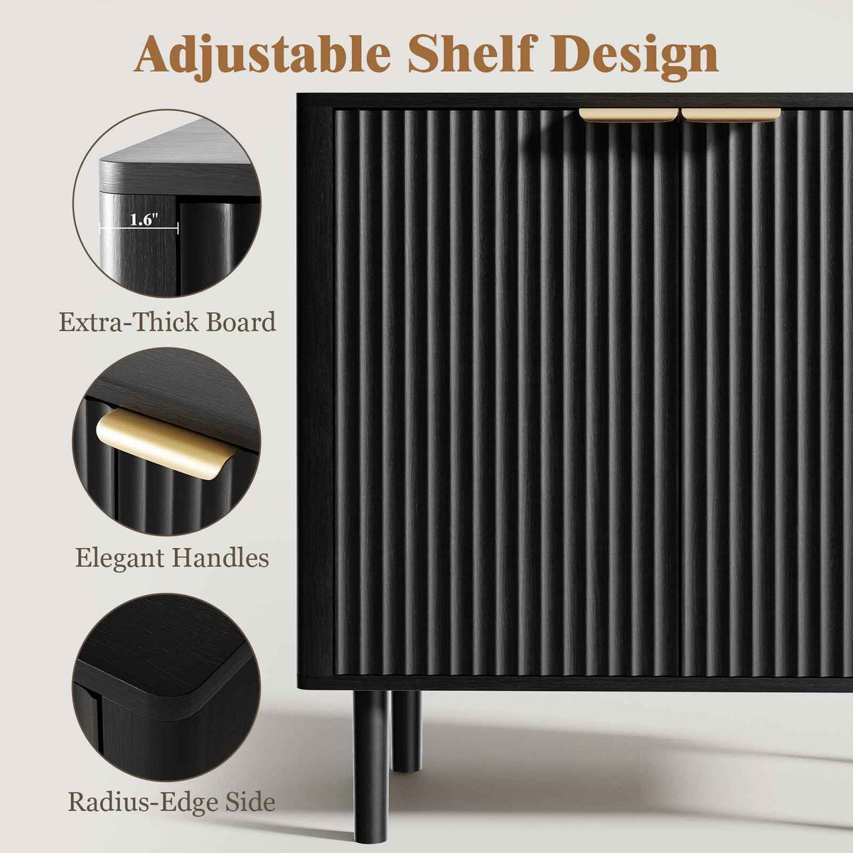 Sideboard Buffet Cabinet with Storage 31.5" Black