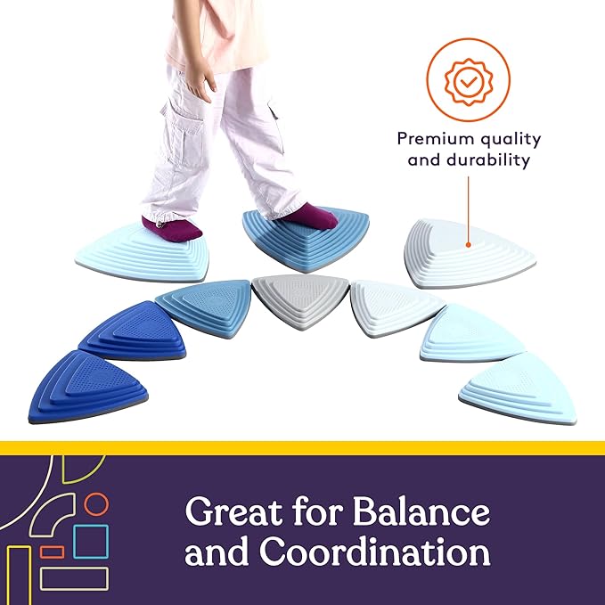 Special Supplies Stepping Stones for Kids Indoor and Outdoor Balance Blocks Promote Coordination, Balance Strength Child Safe Rubber, Non-Slip Edging