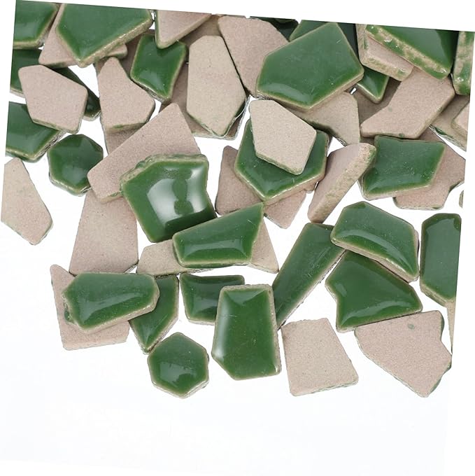 TEHAUX 1 Pack DIY Kit Unique Green Ceramic Tiles for Stepping Stones Home Decoration and Art Projects