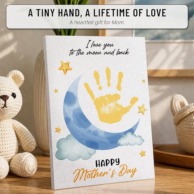MIKAYENUS Mother's Day Handprint Craft - Baby Handprint Set for Kids - Handmade Gift for Mom & Grandma - DIY Arts and Crafts Activities - First Mothers Day Gift Idea - Kids Craft Set